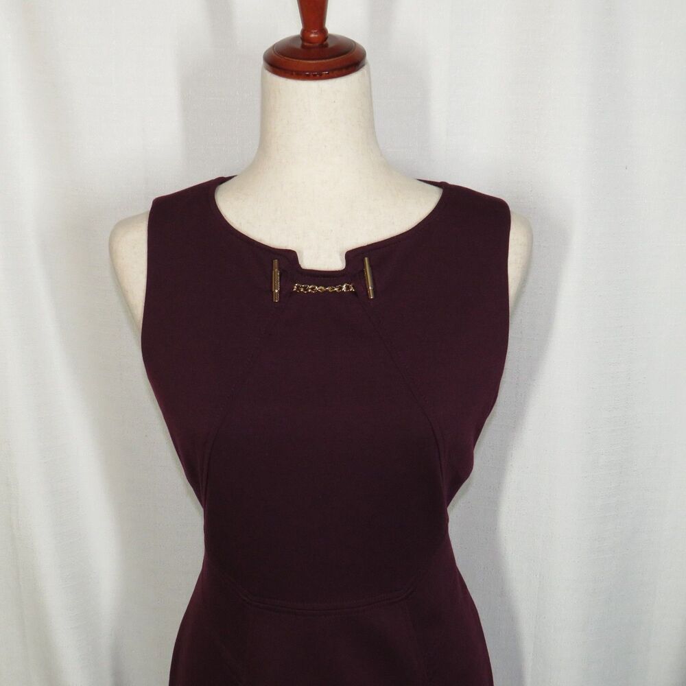 Ivanka Trump Plum Sleeveless Sheath Dress With Chain Detail Size 8 - Picture 2 of 7